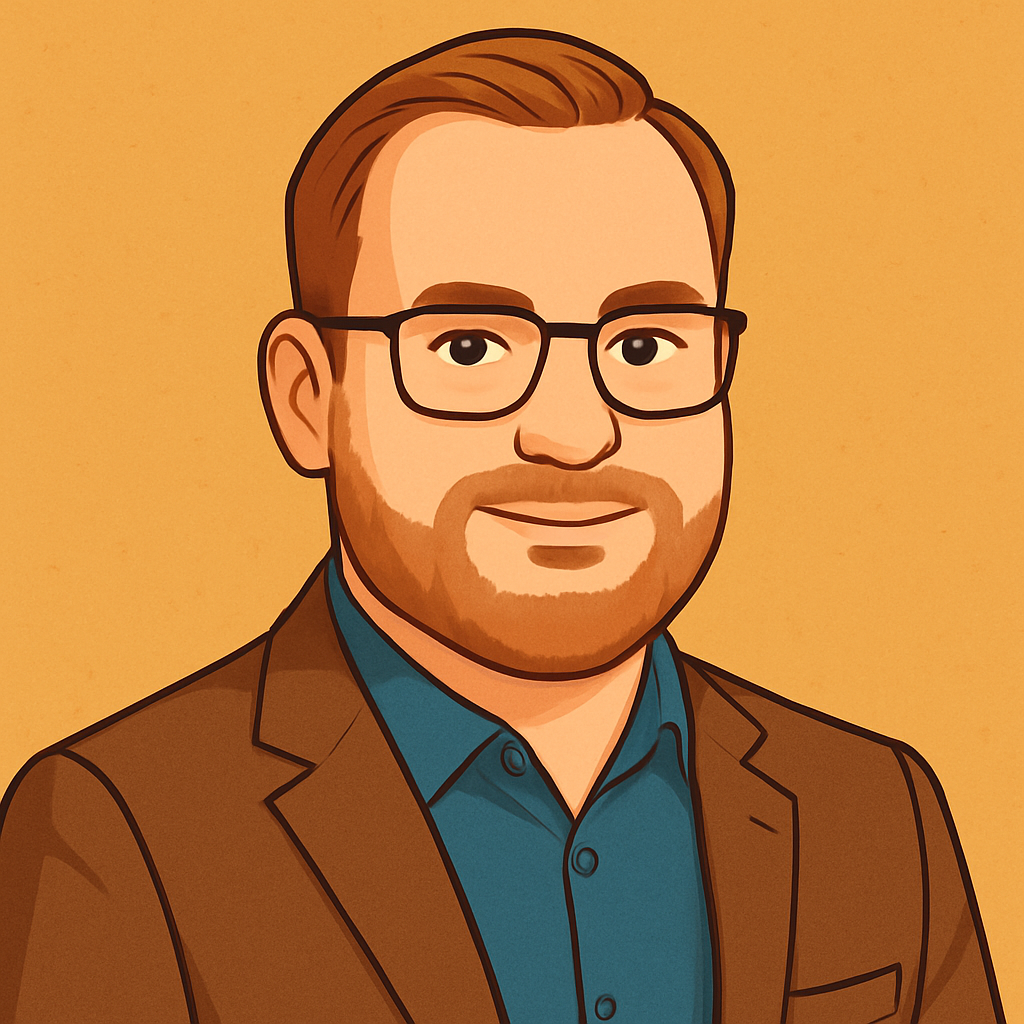 Cartoon style headshot of Andrew Pickworth